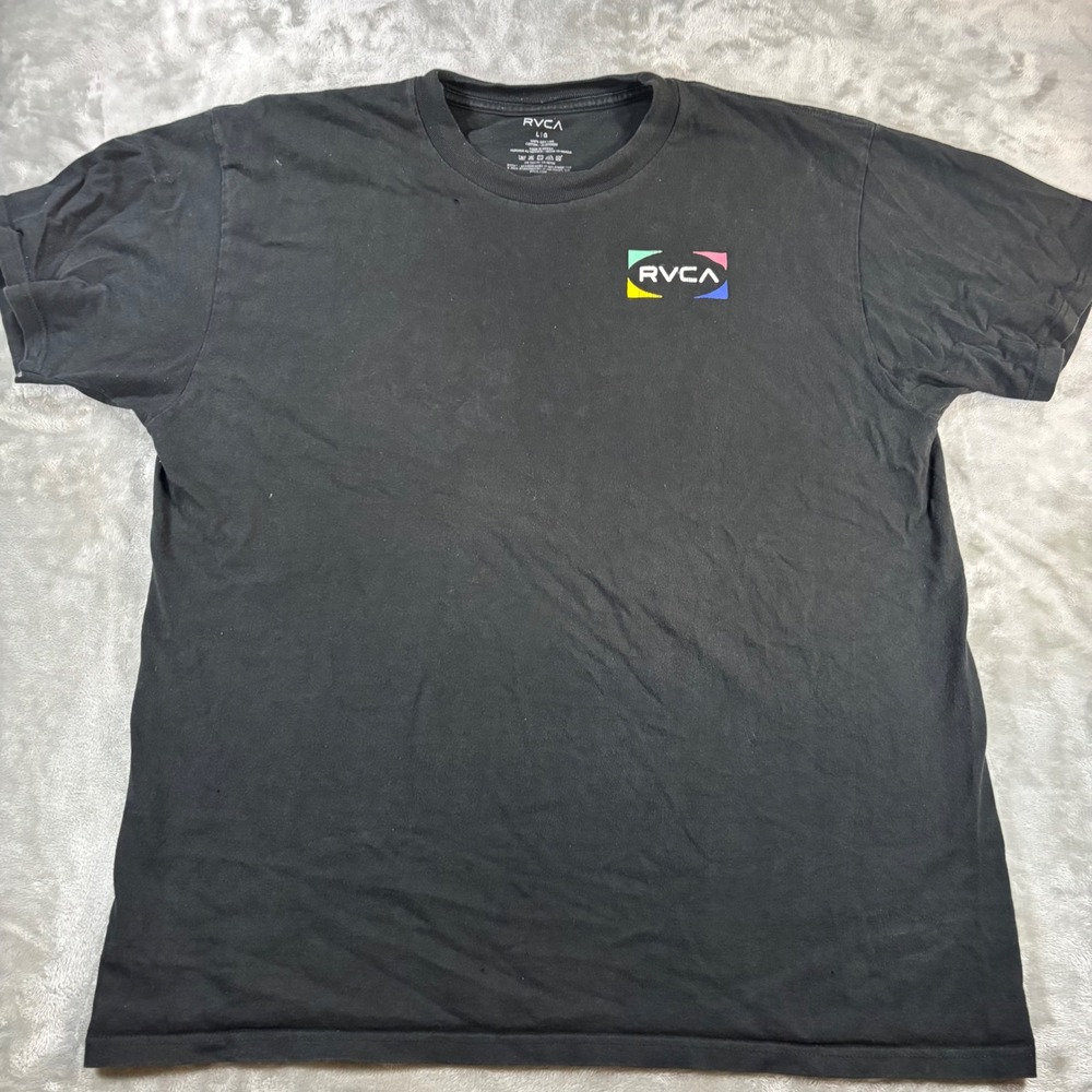 RVCA Mens Balance‎ of Opposites Graphic T-Shirt Black Size L Short Sleeve Tee